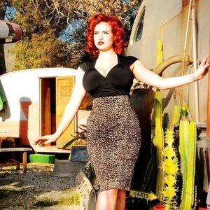 Pinup Couture Leopard Print Pencil Skirt
